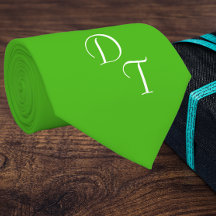 Verde Kelly sólido - sua gravata do pescoço monogr