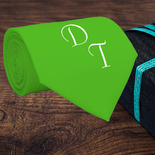 Verde Kelly sólido - sua gravata do pescoço monogr