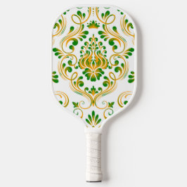 Verde Laranja e Branco Damasco Floral