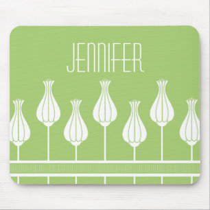 Verde limão Art Deco Floral Mousepad