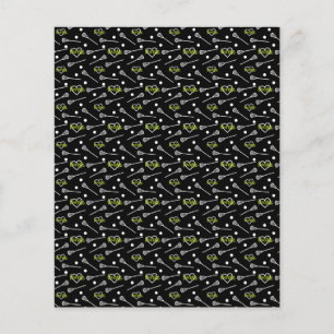 Verde limão Black Lacrosse Stick & Heart Scrapboo