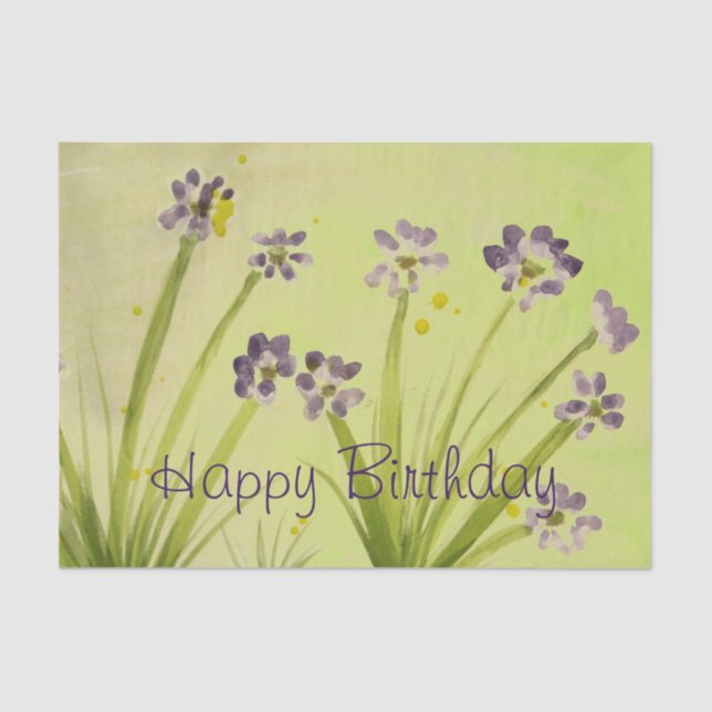 Verde limão bonito E Papel De Tecido Flor Roxo (Frente )