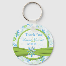 Verde limão e Blue Floral Weding Favor Chaveiro