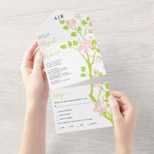 Verde limão e galho cor-de-rosa com casamento de f