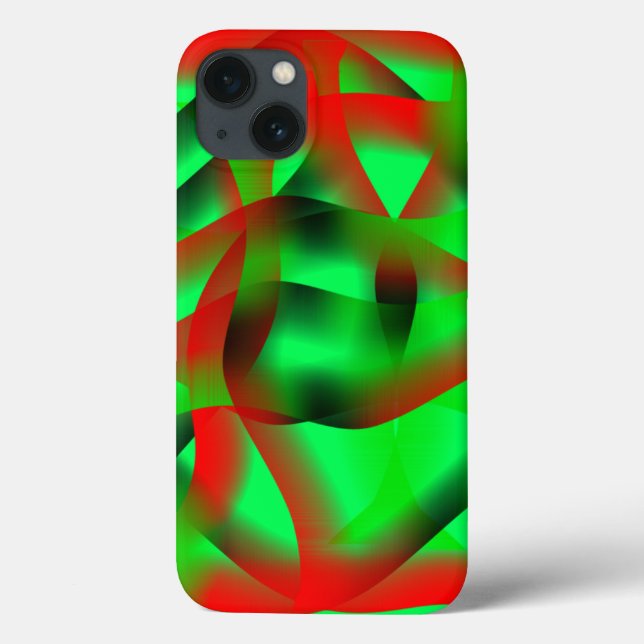 Verde limão e ondulação vermelha clara, com sombra (Verso)