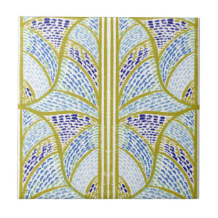 Verde limão mediterrânico e padrão mosaico azul