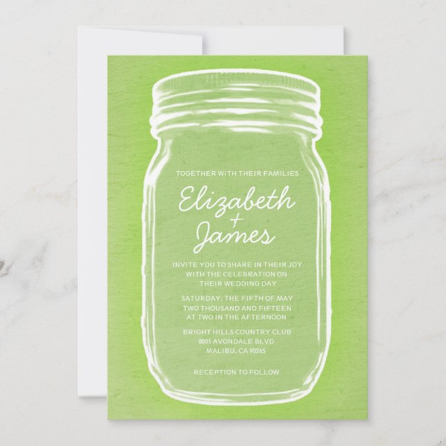 Verde limão Vintage Mason Jar - Convites para Casa (Frente)