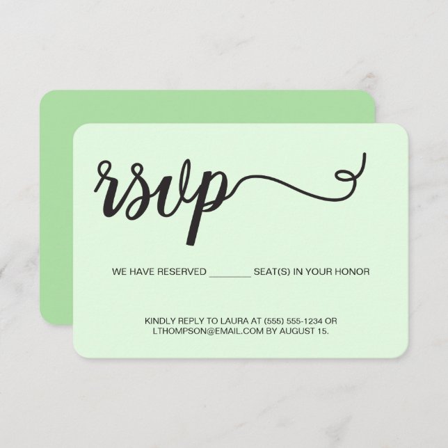 Verde menta RSVP sem enviar pelo correio Assento R (Frente/Verso)
