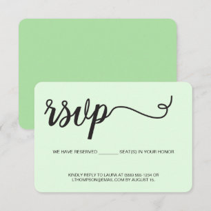 Verde menta RSVP sem enviar pelo correio Assento r