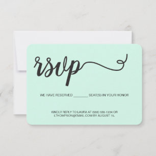 Verde menta RSVP sem enviar pelo correio Assento r