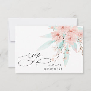 Verde-Mint e Floral-Rosa em Branco com RSVP 2 de R