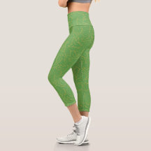 Verde Moderno com Leggings de Capri de Peixe Koi O