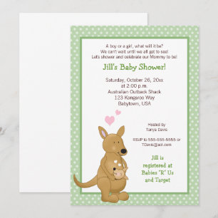 Verde neutro do convite do chá de fraldas do