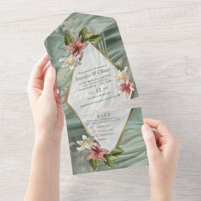 Verde, Névoa, Esfregões de Seda e Flores de Pinkis (Aba destacável)