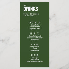 Verde O menu Bebidas com texto Mínimo Negrito