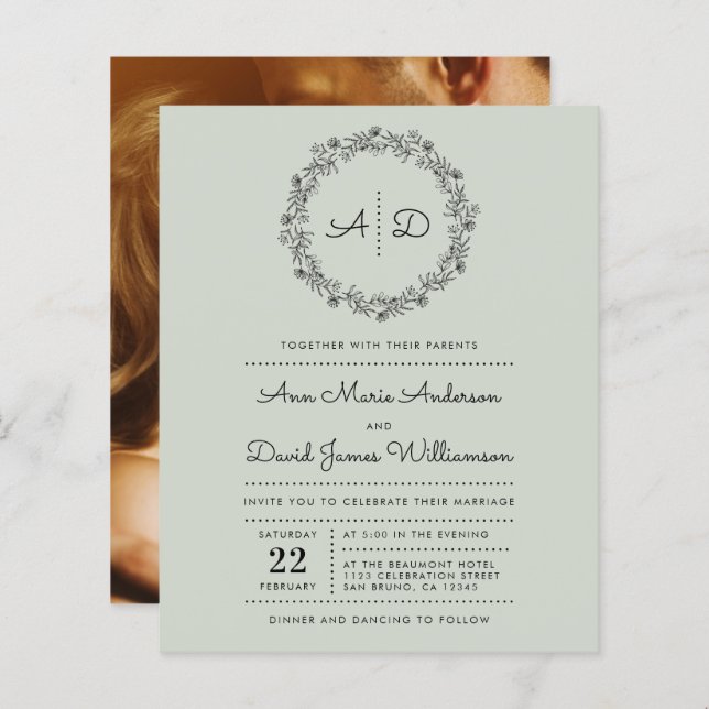 Verde | Orçamento Grinalda Floral País Casamento F (Frente/Verso)