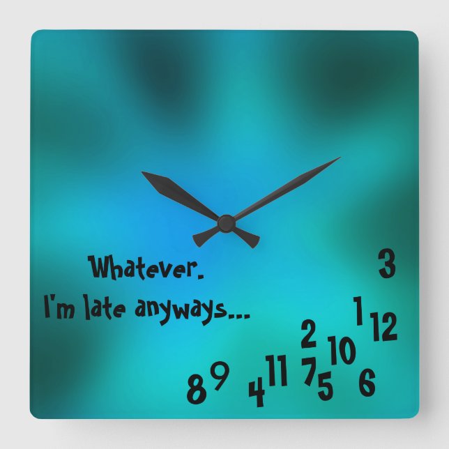 Verde personalizado quadrado, relógio azul (Frente)