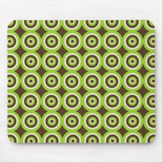 Verde retro moderno dos círculos & Brown Mousepad