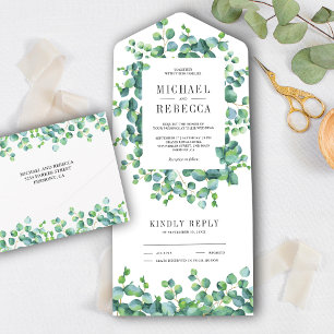 Verde Russo Moderno Eucalyptus Deixa Casamento