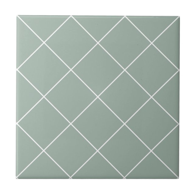 Verde Salvia Moderno Grid Geométrico Simples (Frente)