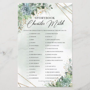 Verde suculenta flores Storybook Character Match