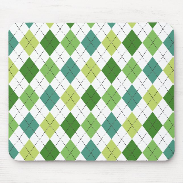 Verde, Teal e Limão Argyle Preppy Mousepad (Frente)