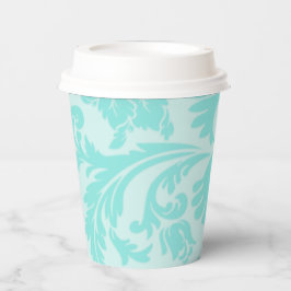 Verde-teal,impressão de damasco de vinheta azul