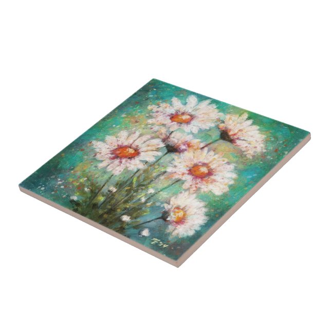 Verde-Teal Impressionista de Pintura Floral (Lateral)