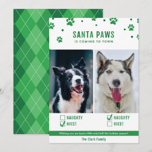 Verde travesso ou Cartões de foto de Natal de doi