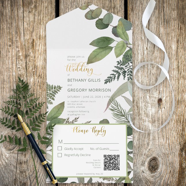 Verde tropical russo e código QR Eucalyptus (Criador carregado)