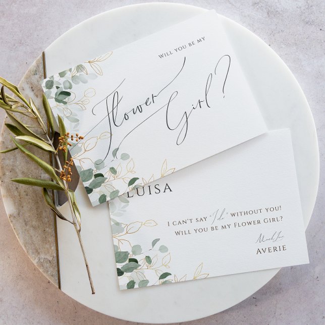 Verde Whimsical e Dourado | Cartão Flor (Criador carregado)