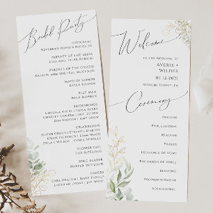 Verde Whimsical e Dourado Programa Casamento