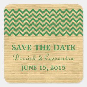 Verdes Rustic Chevron Salve os Adesivos de Data