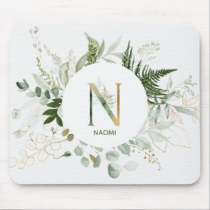 Verdura Letra Monograma N Mouse Pad