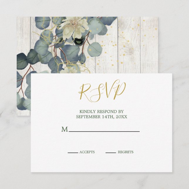 Vereador RSVP de Casamento Dourado Elegante de Mad (Frente/Verso)