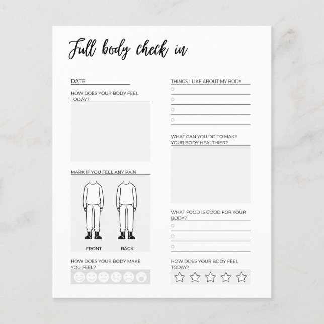 Verificação de corpo na página de diário (Frente)