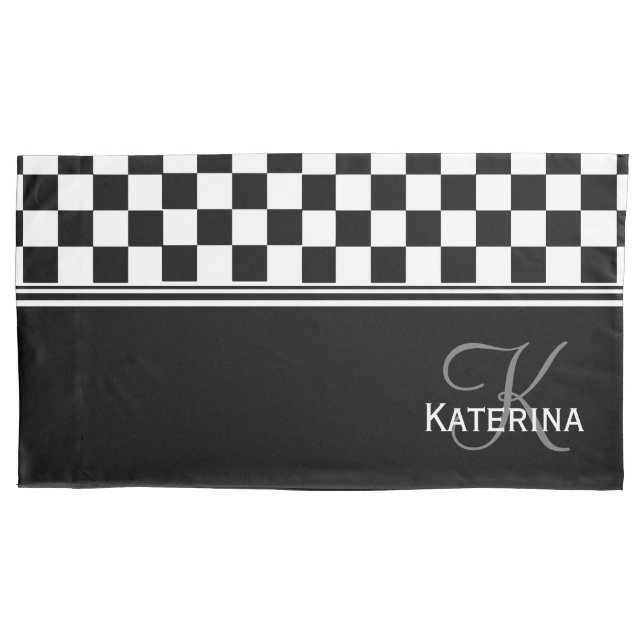 Verificação personalizada de na moda preto e branc (Frente)