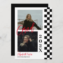 &Verificado com Convite de graduação vermelha