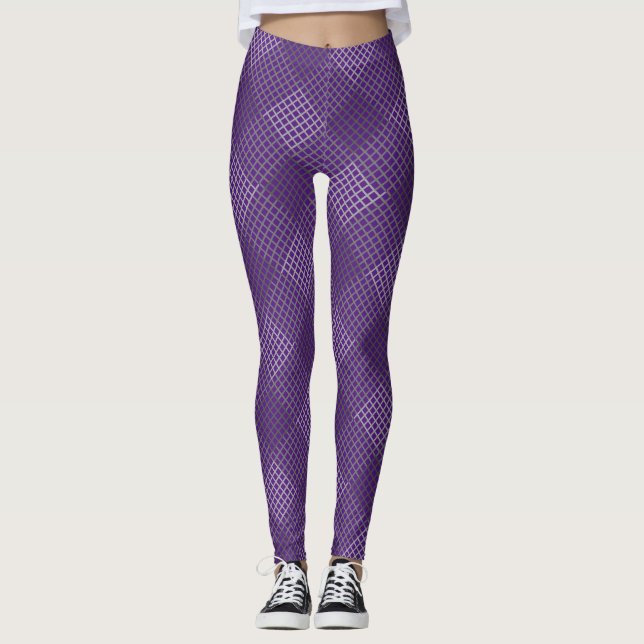 Verificado o padrão diagonal 2 tons b Leggings rox (Frente)
