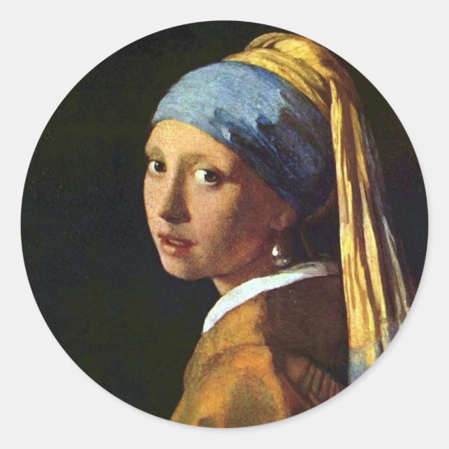 Vermeer: A Garota com Pérolas Encarando um adesivo (Frente)