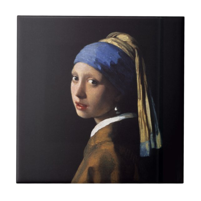 Vermeer Girl Pearl Enarrando pintura de arte (Frente)