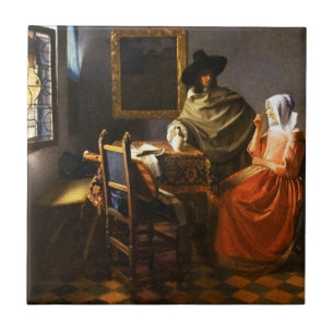 Vermeer o vidro do azulejo do vinho