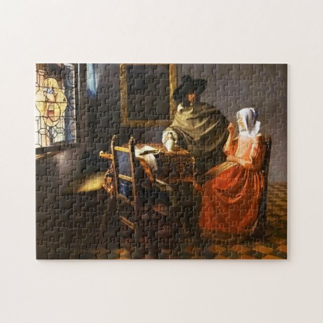 Vermeer o vidro do quebra-cabeça do vinho (Horizontal)
