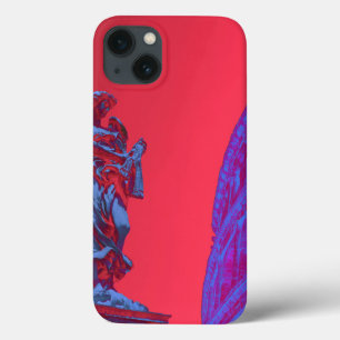 Vermelho, arte digital azul de Colosseum e estátu