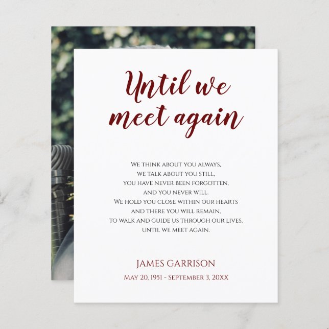 Vermelho até nos encontrarmos novamente Poema Memo (Frente/Verso)