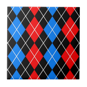 Vermelho Azul Preto Argyle Design de Padrão de Dia