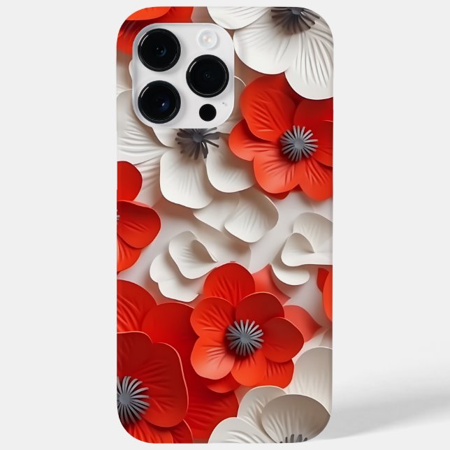 VERMELHO BRANCO 3-D OLHA FLORES DE ANEMONSTRAÇÃO D (Verso)