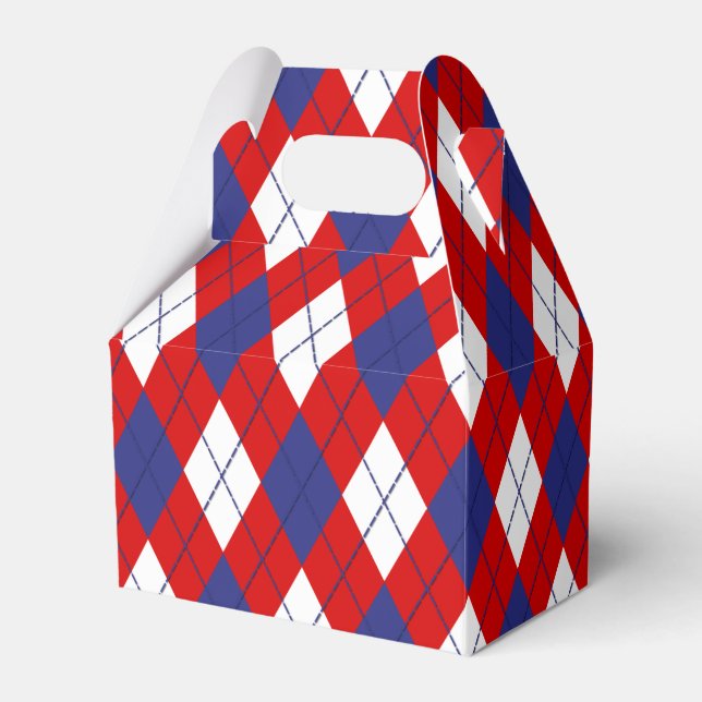 Vermelho, Branco, Azul Argyle 1-FAVOR CAIXA Gable (Frente)