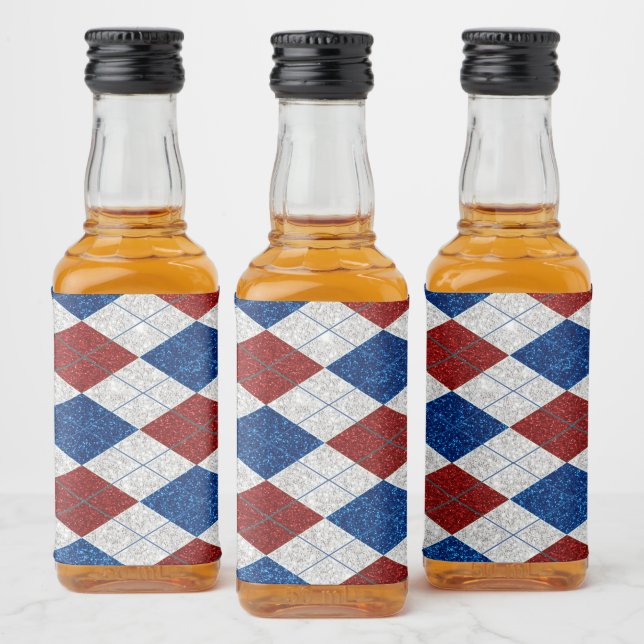 Vermelho, Branco, Azul Argyle Glitter 4 de Julho (Garrafas)