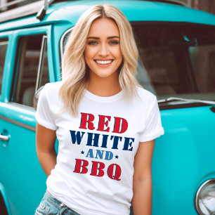 Vermelho Branco e CHURRASCO Engraçado 4 de julho M